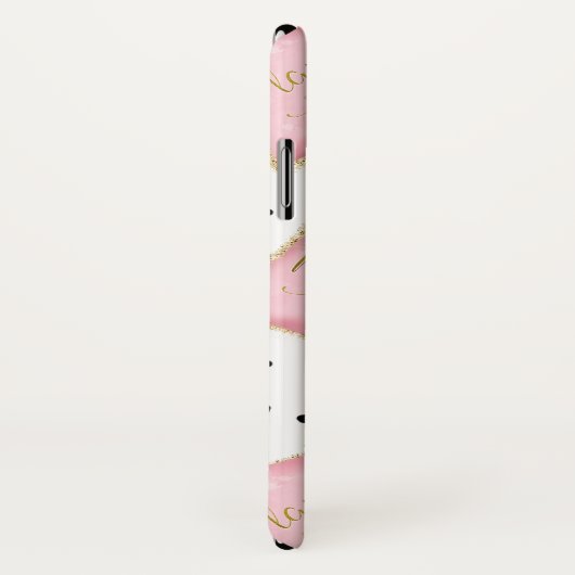 Planer-Mädchen-Rosa-Goldkissen punktiert Case-Mate iPhone Hülle (Hinten/Rechts)