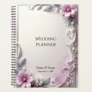Planer mit rosa Blumenrahmen