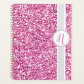Planer mit rosa Glitter-Monogramm (Vorderseite)