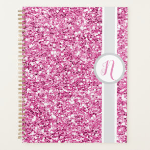 Planer mit rosa Glitter-Monogramm