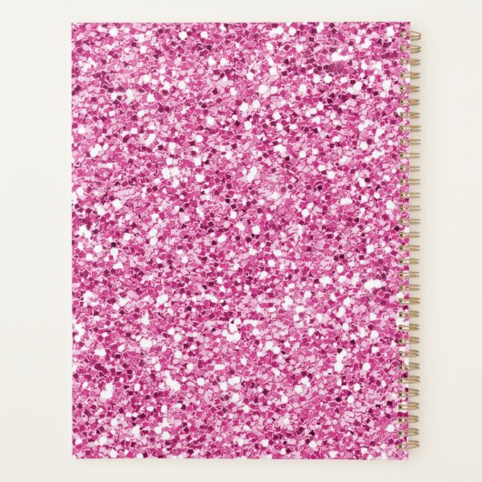 Planer mit rosa Glitter-Monogramm (Rückseite)