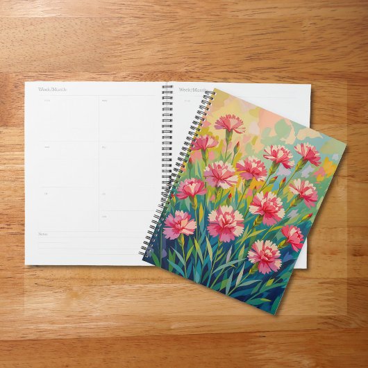 Planer mit rosa Nelken