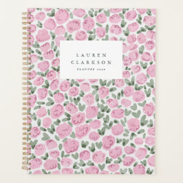 Planer mit rosa Wasserfarbe-Floralmuster
