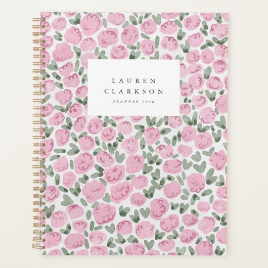 Planer mit rosa Wasserfarbe-Floralmuster (Vorderseite)