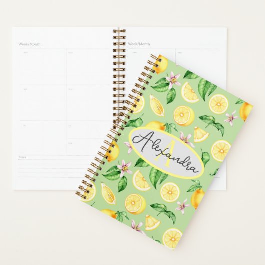 Planer Personalisiert Monogramm Name Bright Lemons (Anzeige)