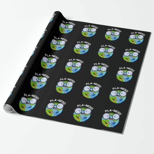 Planerd Lustige Planet Puns Dunkler Hintergrund Geschenkpapier (Ungerollt)
