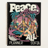 PLANERFRIEDEN ÜBER ALLES - PERSONALISIERTER HIPPIE PLANER (Vorderseite)