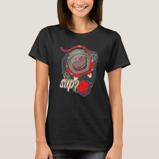 Planet Astronaut Space Cat Kids Astrology T-Shirt (Vorderseite)
