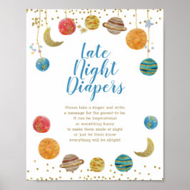 Planet Außenraumdusche Spätnächtliche Windeln Poster