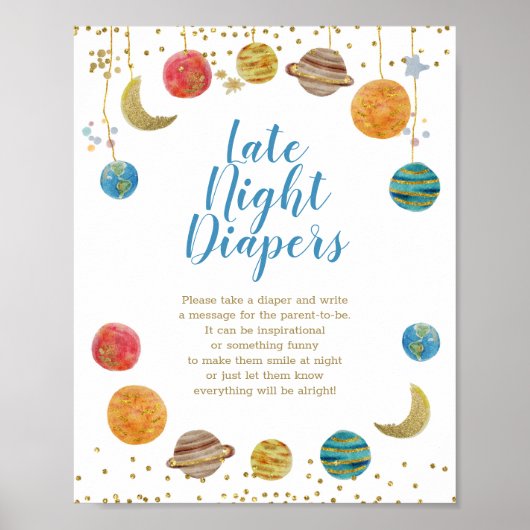 Planet Außenraumdusche Spätnächtliche Windeln Poster (Vorne)