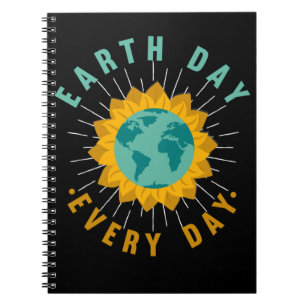 Planet Awareness Earth Day Sonnenblume Liebe Notizblock
