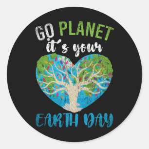 Planet Birthday Herz Go Planet Ihr Erde Tag Runder Aufkleber