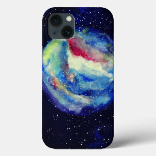 Planet Case, Wasserfarben-Kosmos-Kunst iPhone 13 Hülle