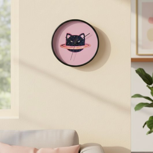 Planet Cat Clock Uhr