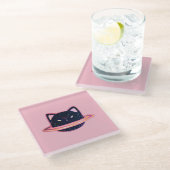 Planet Cat Glass Untersetzer (Schrägansicht)