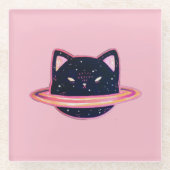Planet Cat Glass Untersetzer (Vorderseite)