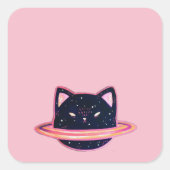 Planet Cat Quadratischer Aufkleber (Vorderseite)