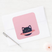 Planet Cat Quadratischer Aufkleber (Umschlag)