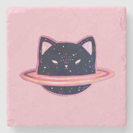 Planet Cat Stone Untersetzer (Vorderseite)
