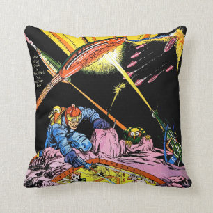 Planet-Comicen Laser Angriff Vintage Comicen Kissen