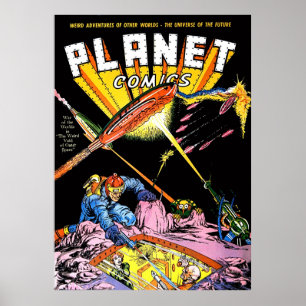Planet-Comicen Laser Attack Scannen Fi Vintage Com Poster