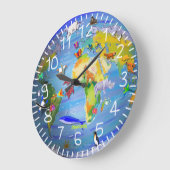 Planet Earth animal clock - John Dyer Große Wanduhr (Winkel)