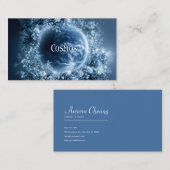 Planet Earth Floral Wreath Starry Night Visitenkarte (Vorne/Hinten)