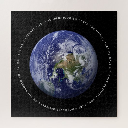 Planet Earth in Space - Christian John 3:16 Puzzle (Horizontal)