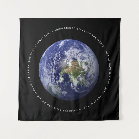 Planet Earth in Space - Christian John 3:16 Wandteppich (Vorderseite (Horizontal))