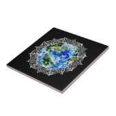 Planet Earth Mandala Black Fliese (Seite)