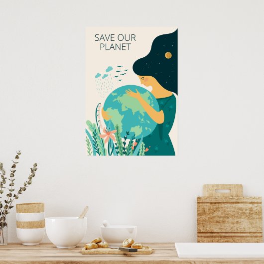 Planet Earth Mother Poster (Küche)