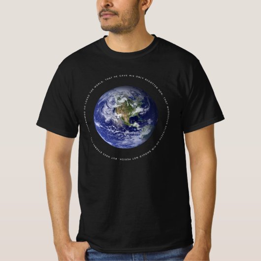 Planet Earth Space - Christliche John 3:16 Religio T-Shirt (Vorderseite)