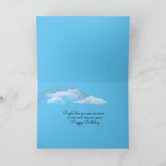 Planet Earth with rainbow and clouds birthday Karte (Innenseite)