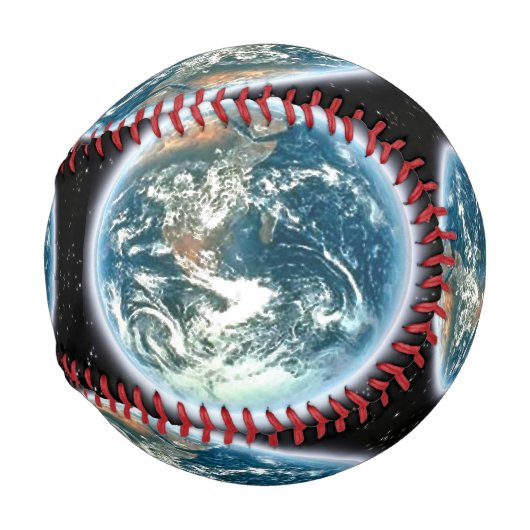 Planet Erde aus dem Astro-Game-Ball im Weltraum Baseball (Rückseite Links)