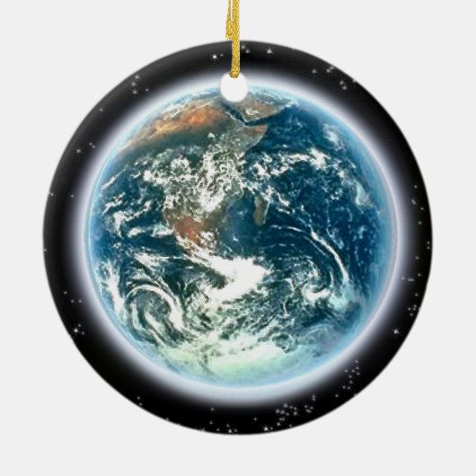 Planet Erde aus dem Weltraum Keramik Ornament (Hinten)