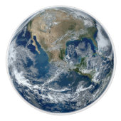 Planet Erde aus dem Weltraum mit Wolken Keramikknauf (Vorderseite)