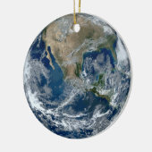 Planet Erde aus dem Weltraum mit Wolken Keramikornament (Links)