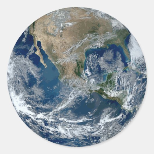 Planet Erde aus dem Weltraum mit Wolken Runder Aufkleber (Vorderseite)