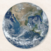 Planet Erde aus dem Weltraum mit Wolken Runder Pappuntersetzer (Vorderseite)