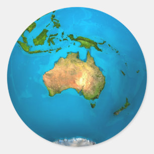 Planet Erde - Australien - Farbenfrohe Welt. 3d Runder Aufkleber