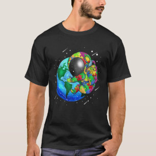 Planet Erde Autismus Kinder Puzzle Astronaut Sonne T-Shirt