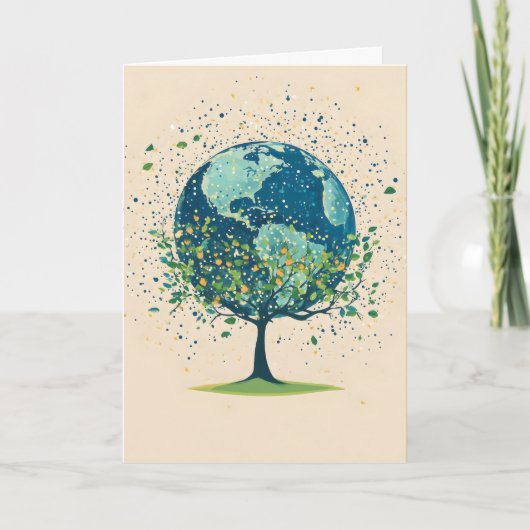 Planet Erde Baum Ungewöhnlich Feiertagskarte (Vorderseite)