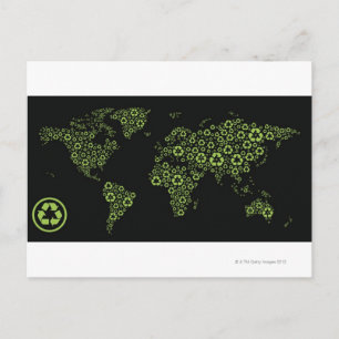 Planet Erde, bestehend aus recycelnd Symbolen Postkarte