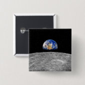 Planet Erde erhebt sich über den Mond Button (Vorne & Hinten)