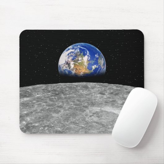 Planet Erde erhebt sich über den Mond Mousepad (Mit Mouse)