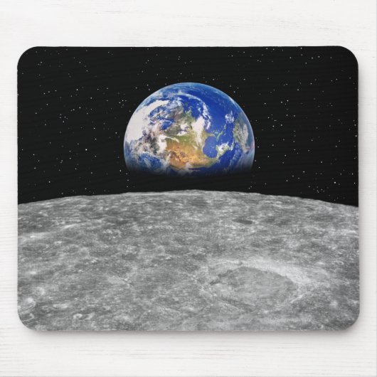 Planet Erde erhebt sich über den Mond Mousepad (Vorne)