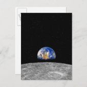 Planet Erde erhebt sich über den Mond Postkarte (Vorne/Hinten)