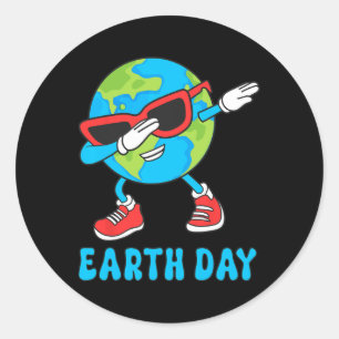 Planet Erde Geburtstag Dab Groovy Dabbing Boys Runder Aufkleber