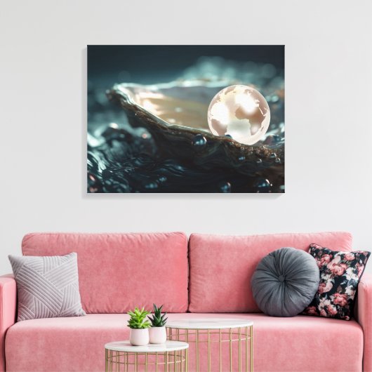 Planet Erde in einer Oyster-Perle Leinwanddruck (Insitu (Wohnzimmer))