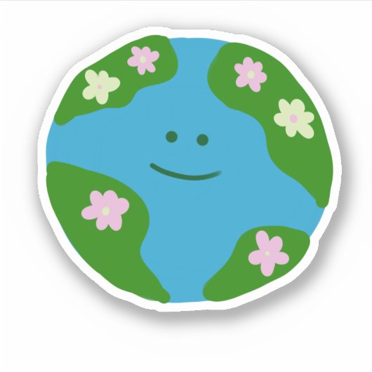 Planet Erde lächeln Aufkleber (Vorderseite)
